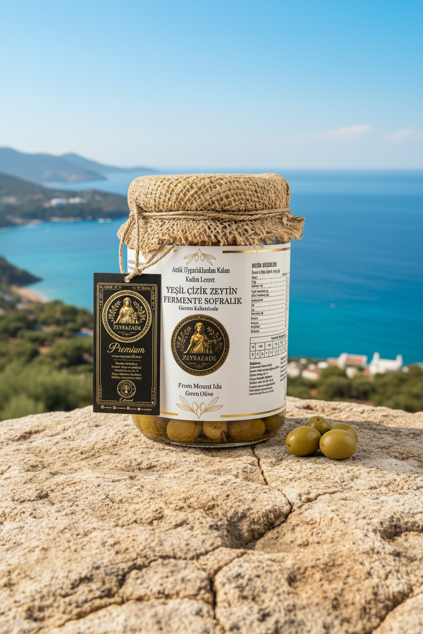 Zeyrazade Green Slit Table Olives (Fermented)-Trio Pack